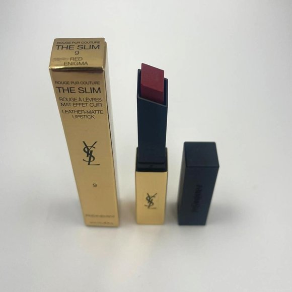 YSL The Slim Leather-Matte Lipstick 9 Red Enigma BRAND NEW - Picture 2 of 4